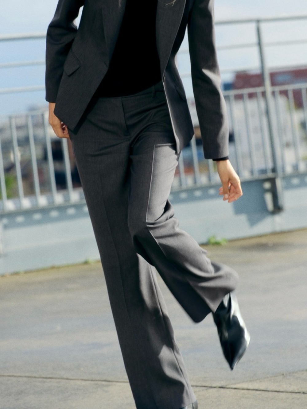 Zara Dark Gray Wide-Leg Tailored Pants